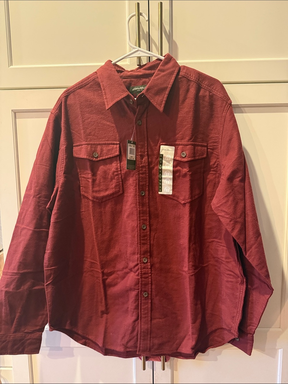 Eddie Bauer Men's Burgundy Button-Down Workshirt